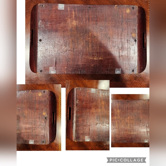 Vintage Inlaid Wood Tray with Butterfly Wings - Picture 16 of 16